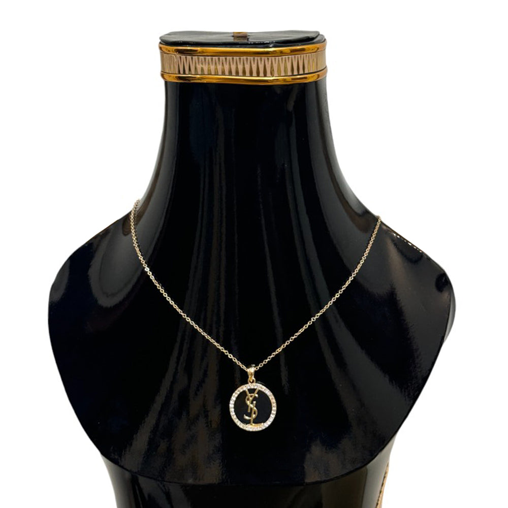 Latest Golden And Black Pendant With Earrings