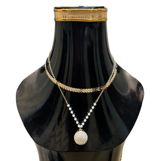 Charming Gold Pearl Double Layered Necklace